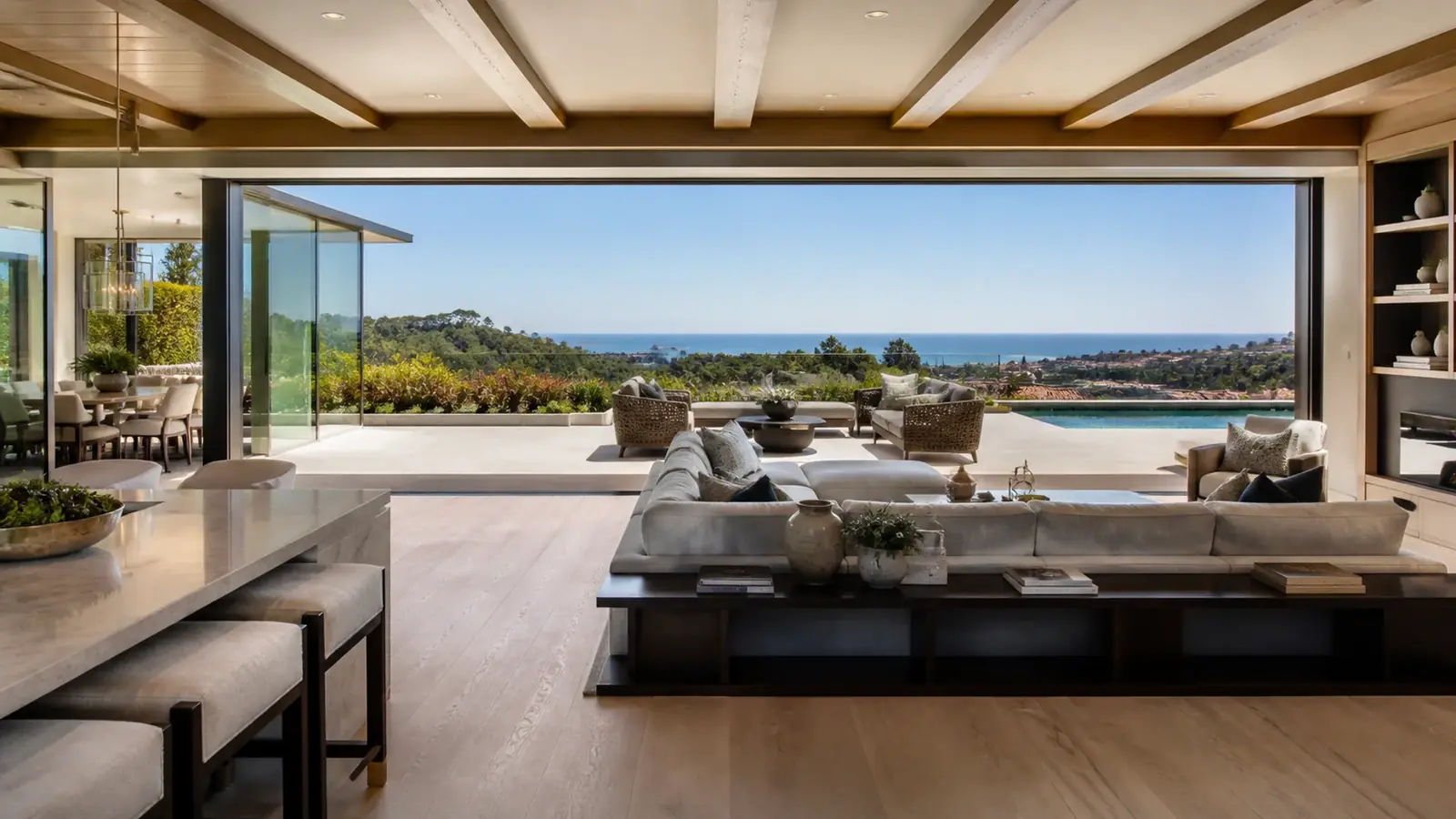 Story poles marking roof heights for association view review on a Newport Coast lot
