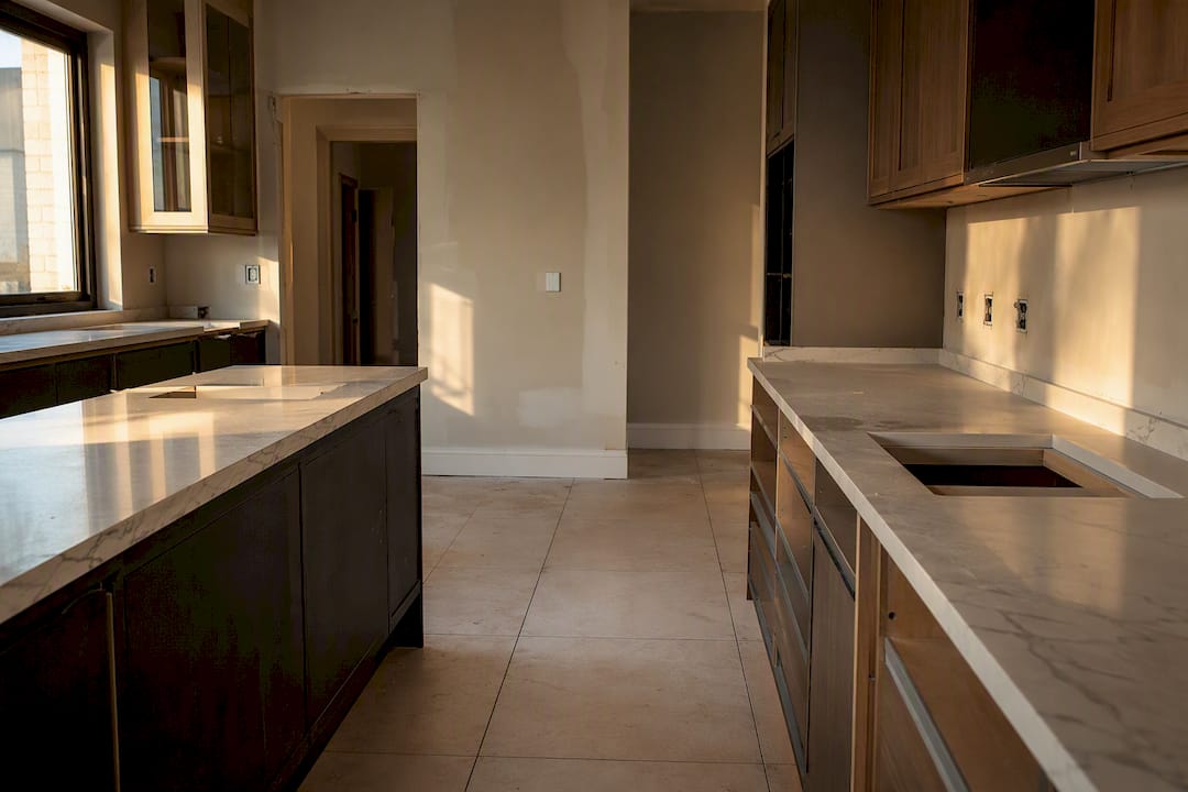 Close-up of kitchen defects needing correction