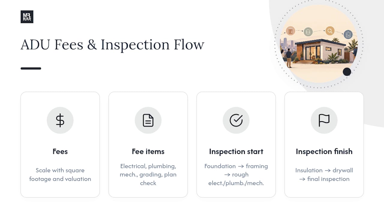 ADU permit fees and inspection process diagram