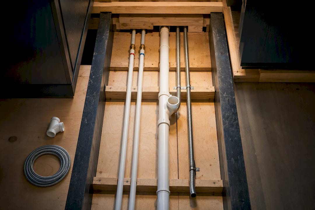 Kitchen island plumbing and electrical rough-in
