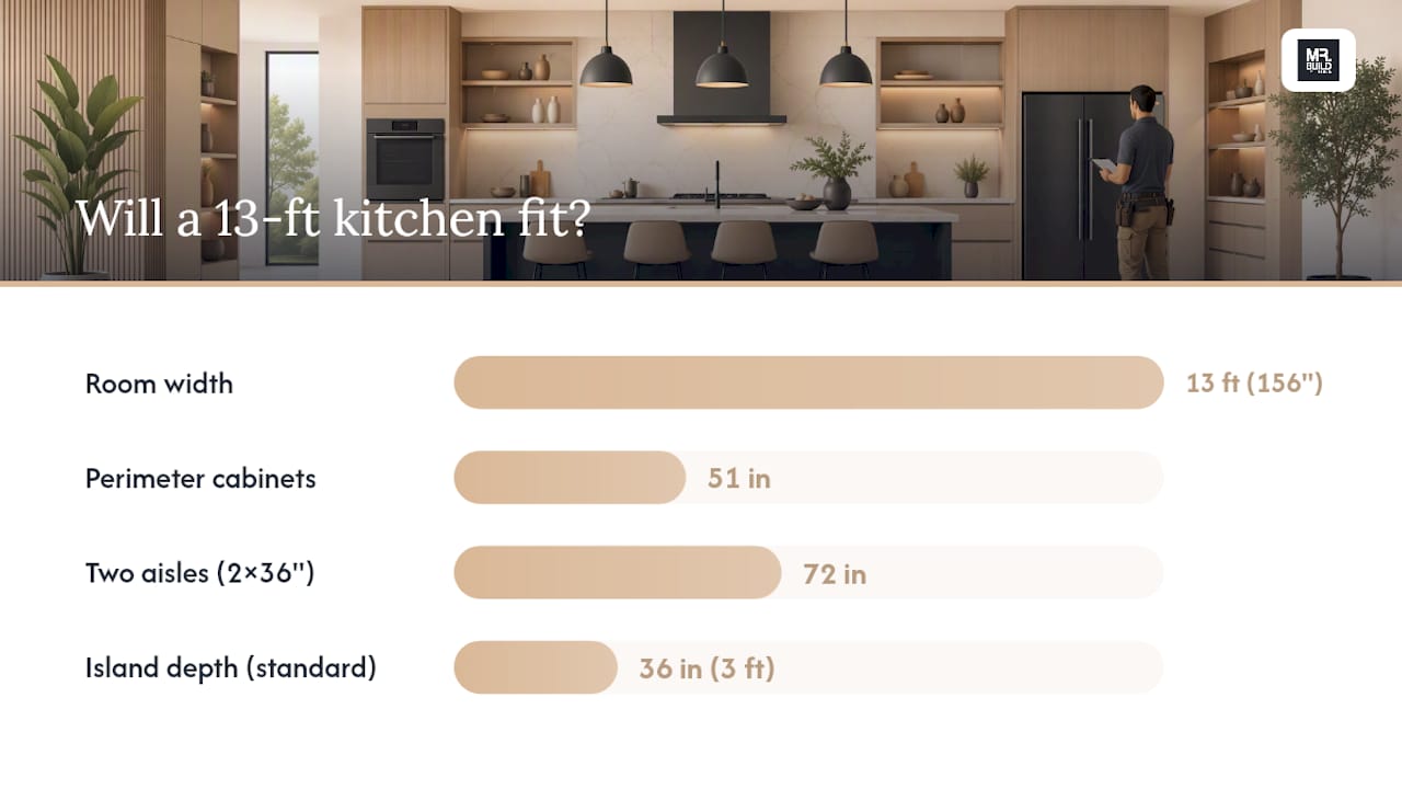 Kitchen island depth and clearance calculation