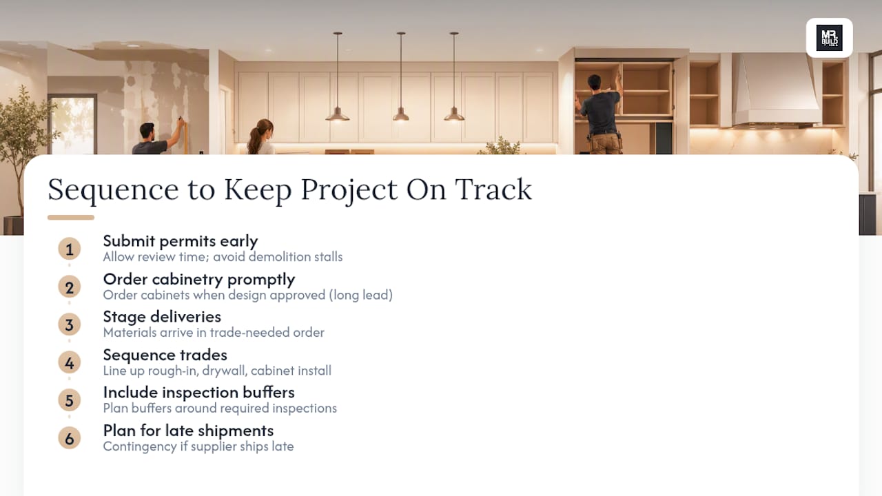 Kitchen remodel trade sequence and schedule risks