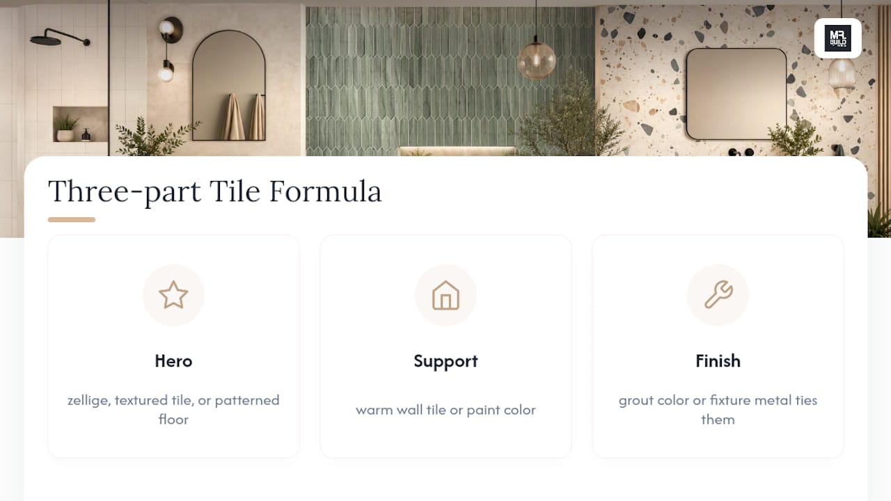 Three-part formula for combining bathroom tile trends