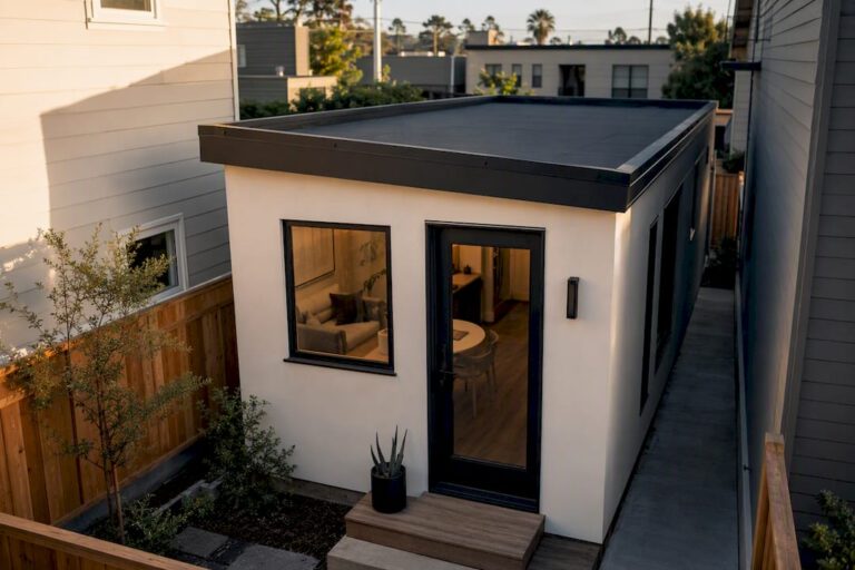 Compact modern ADU on a narrow urban lot