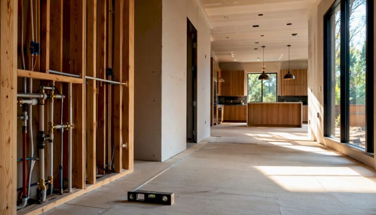 Modern home remodel showing construction milestones