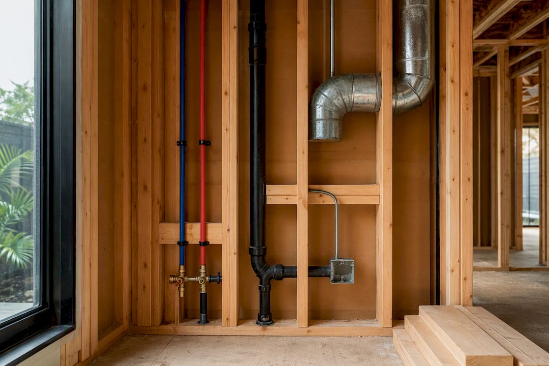 Mechanical rough-in inside house addition