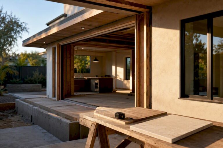 Modern house addition under construction