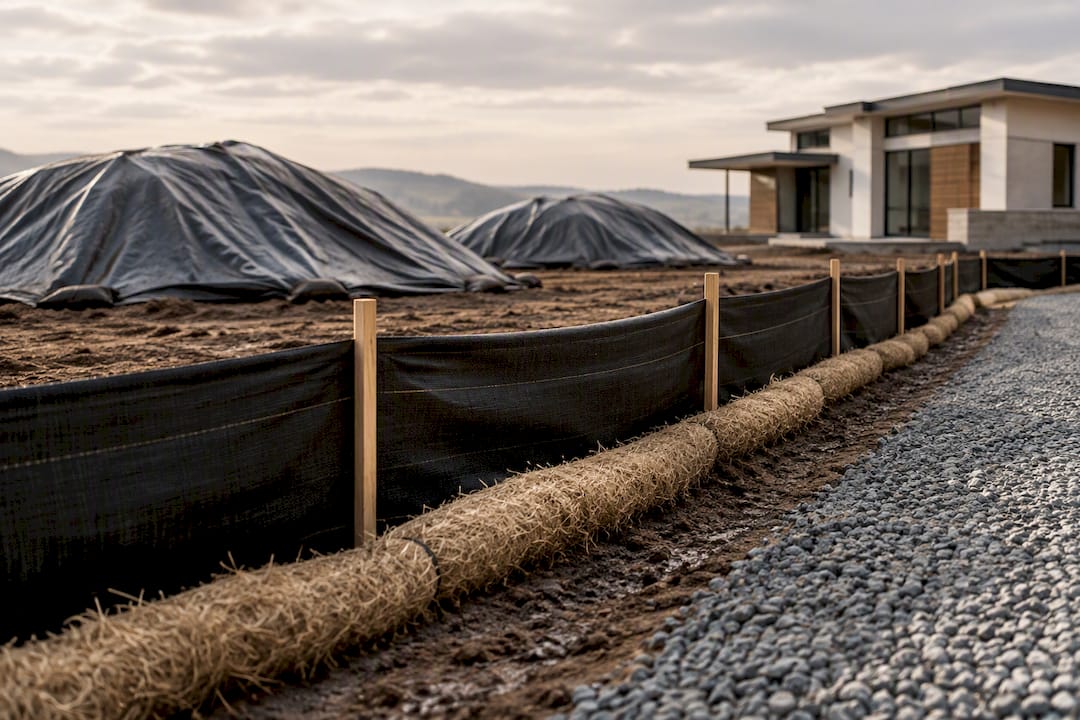 Erosion controls around modern house grading