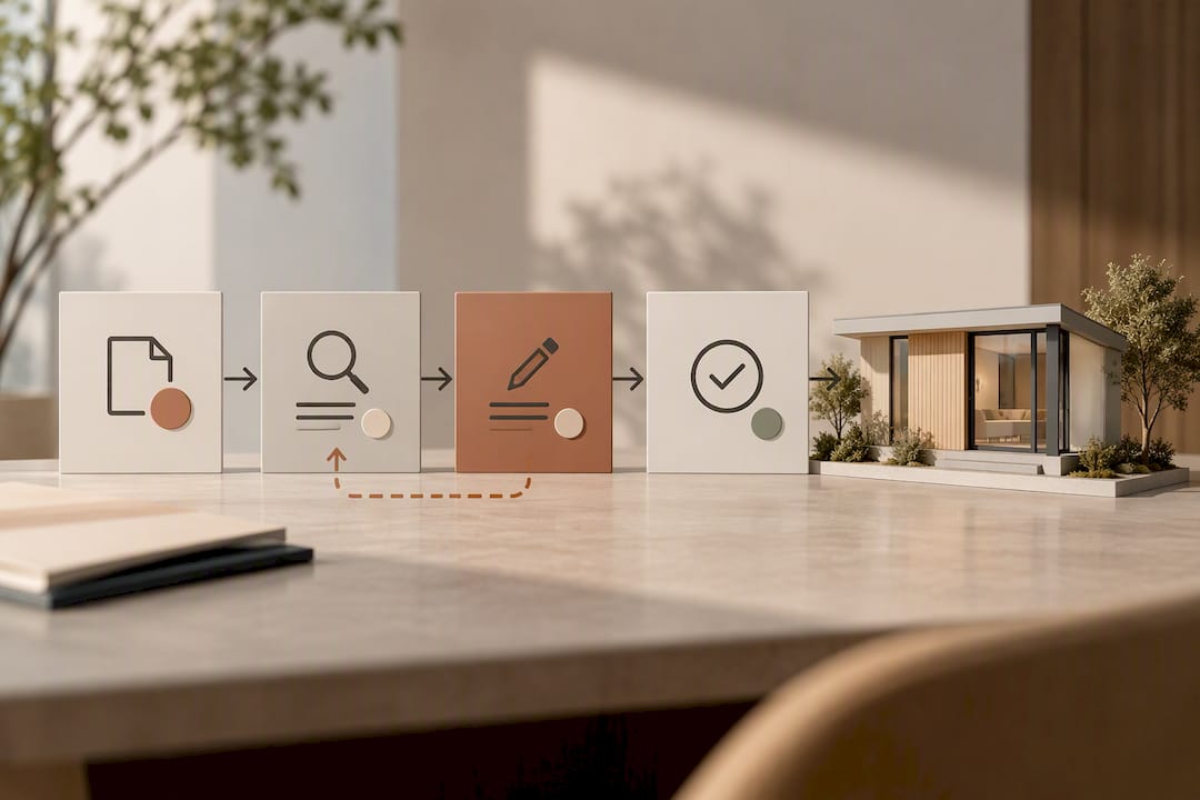 Illustrated ADU permit status workflow stages