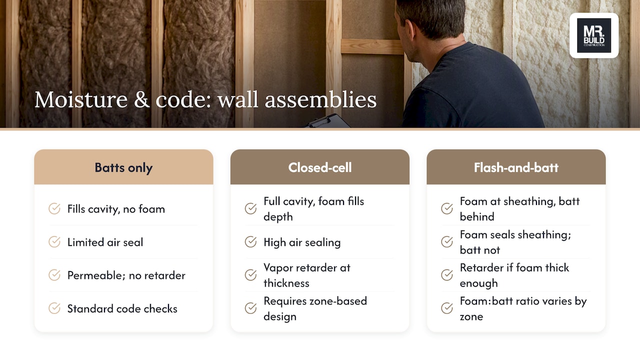 Hybrid wall insulation and moisture control comparison