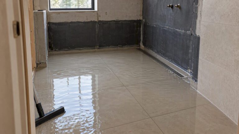 Modern wet room during flood test