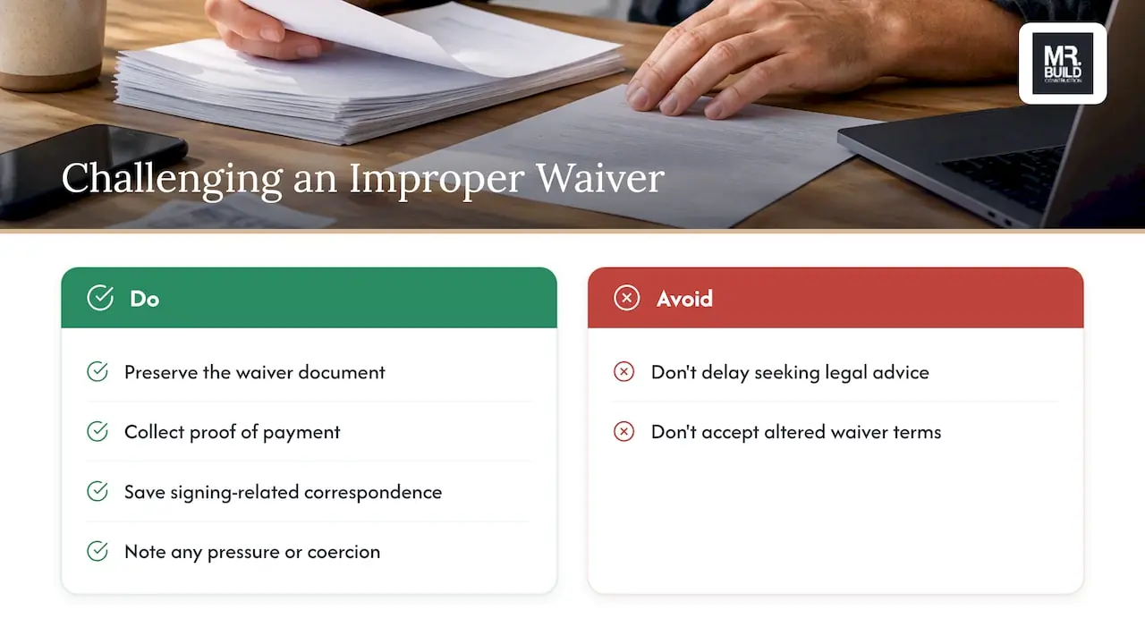 Challenging a waiver that was signed improperly or under pressure — overview diagram