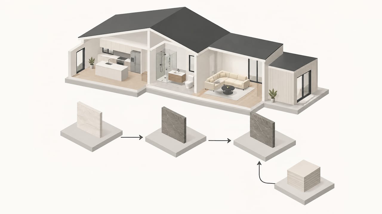 Isometric modern house scope change process