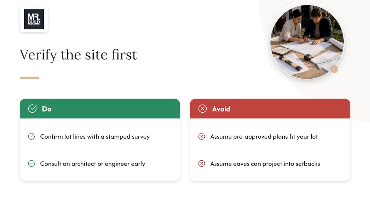 Site Surveys, Pre-Approved Plans, and Why Site-Specific Verification Matters — overview diagram